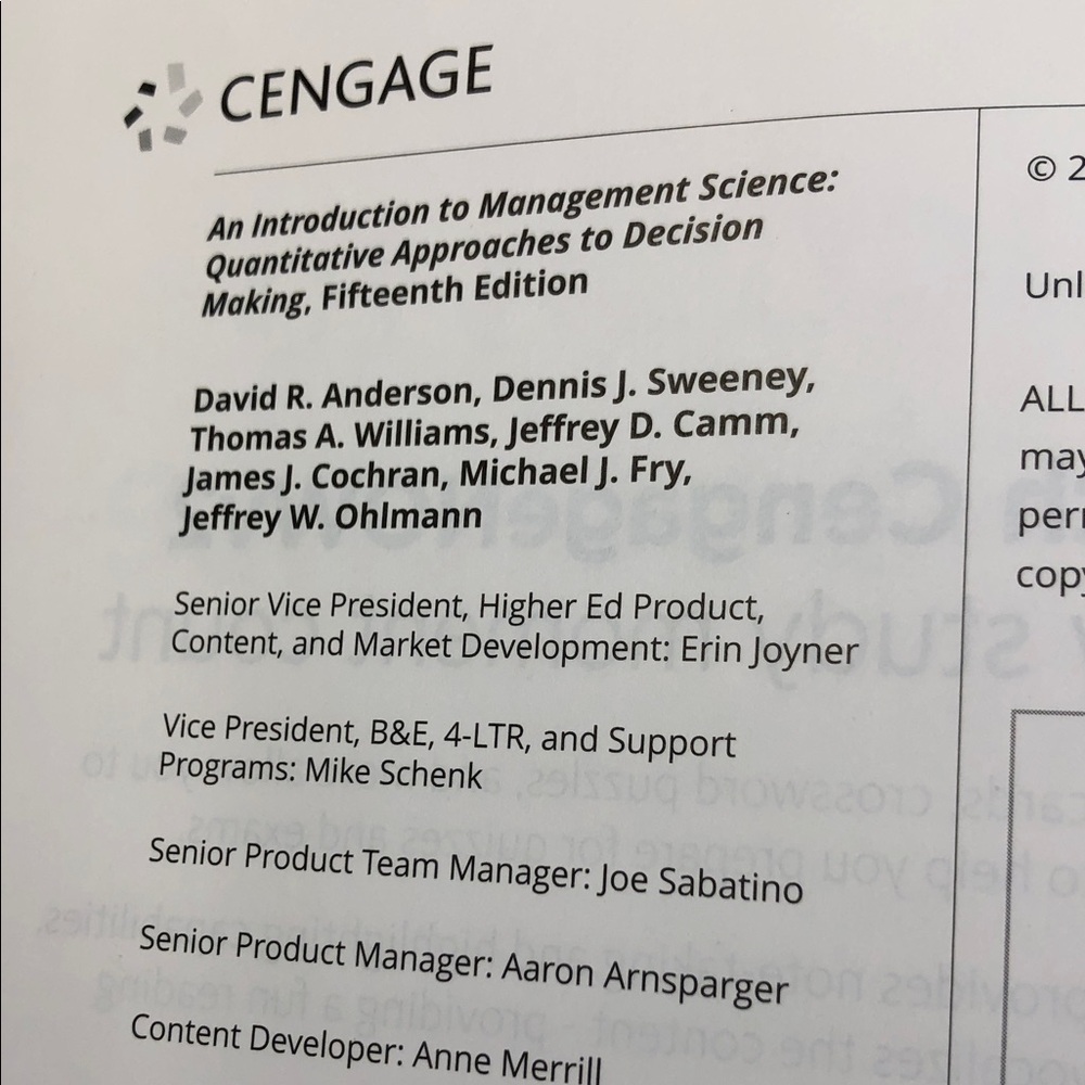 An Introduction to Management Science Textbook - Picture 3 of 5